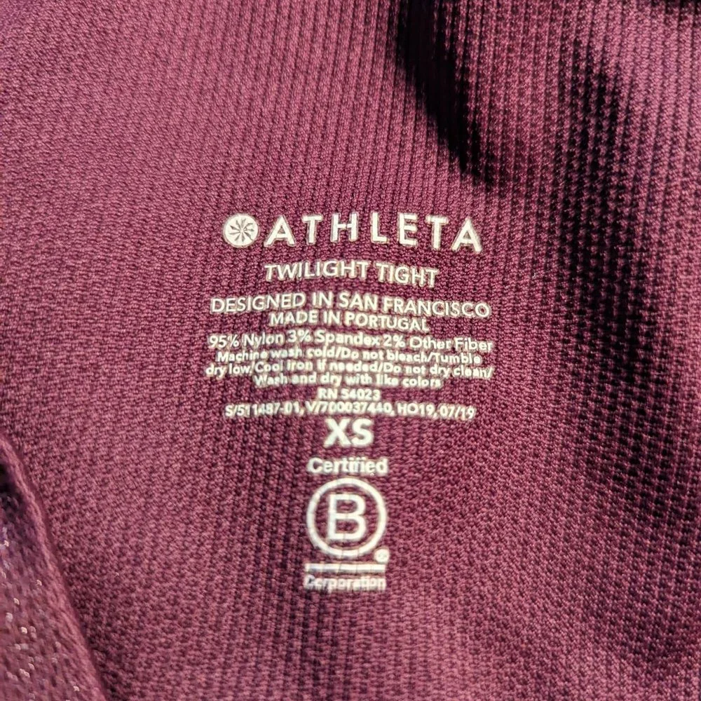 Athleta Burgundy Twilight Tight High Rise Leggings | Size XS - Picture 9 of 9